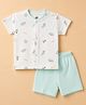Pink Rabbit Single Jersey Knit Half Sleeves T-Shirt & Shorts With Animal Print - Mint