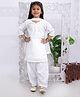 KID1 Cotton Woven Three Fourth Sleeves Chikankari Embroidered Kurti & Salwar With Dupatta Set - White
