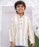 KID1 Cotton Woven Full Sleeves Striped Kurta - Beige