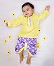 KID1 Cotton Woven Full Sleeves Lace Embellished Kurta & Dhoti Set - Yellow