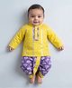 KID1 Cotton Woven Full Sleeves Lace Embellished Kurta & Dhoti Set - Yellow