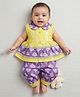 KID1 Cotton Woven Sleeveless Lace Embellished & Floral Printed Kurti & Pants Set - Yellow
