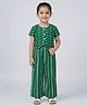 KID1 Cotton Woven Half Sleeves Floral Embroidered Top & Pants Set - Green