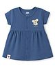 Pink Rabbit Interlock Knit Half Sleeves Frock With You & Me Print - Blue