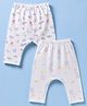Pink Rabbit Sinker Knit Full Length Sea Life & Elephant Printed Diaper Leggings Pack Of 2 - White