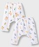 Pink Rabbit Sinker Knit Full Length Bear & Puppy Printed Diaper Leggings Pack Of 2 - White