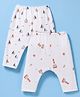 Pink Rabbit Sinker Knit Full Length Parachute & Boat Printed Diaper Leggings Pack Of 2 - White