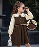 Hola Bonita Knit Full Sleeves Texture Knit Dress With Belt - Brown