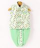 Dapper Dudes Woven Sleeveless  Kurta Dhoti Set Floral Print - Light Green