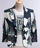 Dapper Dudes Woven Full Sleeves Printed Blazer With Text Printed T-Shirt - Blue