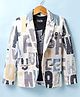 Dapper Dudes Woven Full Sleeves Alphabet Printed Blazer With Printed T-Shirt - White