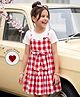 Arias Cotton Woven Checkered Frocks with Half Sleeves Inner Tee with Heart Embroidery- Red