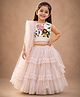 KIDSDEW Glitter Woven Sleeveless Animals Embroidered Lehenga Choli Set - Pink