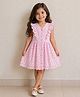 KIDSDEW Schiffili Woven Sleeveless Frill Detailed Floral Embroidered Dress - Baby Pink