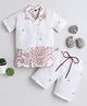 Fourfolds Cotton Blend Woven Half Sleeves Floral Printed Shirt & Shorts Set - Pink