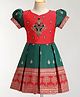 Enfance Silk Knit Puffed Sleeves Sequinned Pattu Pavadai Dress - Dark Green