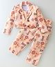 Enfance Cotton Knit Full Sleeves Kolka Printed Jacket With Coordinating Crop Top & Pant Set - Orange