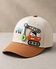 POP STREET KIDS Cotton Woven Rhino In Crane Applique Detailed Cap - Beige - Circumference - 52 Cms
