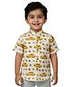 Snowflakes Cotton Woven Half Sleeves Cars Printed Shirt - Cream