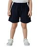Snowflakes Cotton Woven Solid Shorts - Navy Blue