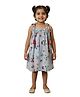 Snowflakes Cotton Woven Sleeveless Butterfly Printed Dress - Blue