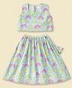 Mama & Peaches Cotton Woven Sleeveless Fireworks & Rainbows Printed Coordinating Lehenga Choli Set - Blue