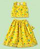 Mama & Peaches Cotton Woven Sleeveless Floral & Rainbows Printed Coordinating Lehenga Choli Set - Yellow