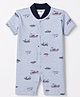 Junior Star Half Sleeves Boat Printed Romper - Blue