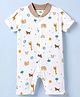 Junior Star Half Sleeves Animals Printed Romper - White