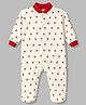 Junior Star Full Sleeves Floral & Hearts Printed Footed Sleepsuit - White
