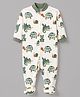 Junior Star Full Sleeves Turtle & Chameleon Printed Coordinating Footed Sleepsuit - White