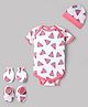 Junior Star Half Sleeves Watermelon Printed Coordinating Onesie With Mittens Booties & Cap Set - Multi Colour