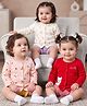 Babyoye 100% Cotton Interlock Knit Eco Jiva Finish Full Sleeves Jhablas Wit Floral & Cat Print Pack of 3 - Red, Pink & White