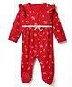 Babyoye Interlock Knit 100% Cotton With Eco Jiva Finish Full Sleeves Floral Printed Romper - Red