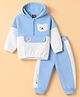 Little Kangaroos Fleece Knit Full Sleeves Winter Wear Set with Bear Embroidery - Sky Blue