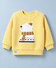 Little Kangaroos Fleece Knit Sweatshirt with Full Sleeves and Bear Embroidery - Yellow