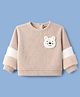 Little Kangaroos Cotton Knit Sweatshirt with Full Sleeves and Bear Applique - Light Brown