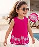 Kookie Kids Cotton Woven Sleeveless Palm Tree Printed Top - Dark Pink