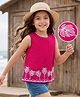 Kookie Kids Cotton Woven Sleeveless Palm Tree  Printed Top - Dark Pink