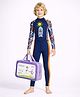 Little Surprise Box UPF 50+ Full Raglan Sleeves Text Printed Full Length Legged Swimsuit With  Bag - Navy