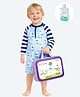 Little Surprise Box Raglan Full Sleeves Animals Printed Legged Swimsuit With Bag & Detergent - Light Blue