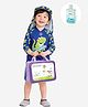 Little Surprise Box Three Fourth Sleeves Dinosaur Printed Swimsuit & Cap Set With Bag & Detergent - Blue