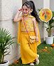 Babyhug Select Georgette Woven Sleeveless Sequin Detailing Indo Western Set With Floral Embroidery & Handbag -Yellow