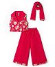 Babyhug Select Georgette Woven Sleeveless Sequin Detailing Indo Western Set With Floral Embroidery - Fuchsia