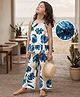 Kookie Kids Woven Sleeveless Tropical Theme Printed Co-Ords Top & Palazzo Set - Blue