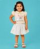 CANDY HOUSE Interlock Knit Half Puffed Sleeves Mummy Loves Me Very Very Much Text & Bunny Embroidered Top & Skirt Set - Beige
