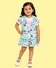 CANDY HOUSE Cotton Woven Half Sleeves Abstract Printed Jacket & Shorts Set With Top -  Multi Colour