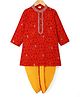 Babyhug Select Georgette Woven Chunari Print with Sequin Embroidered Full Sleeves Dhoti Kurta Set - Red