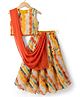 Babyhug Select Georgette Woven Sleeveless Tie & Dye  Embroidered  & Sequinned Choli Lahenga Set with Dupatta- Orange