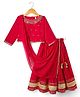 Babyhug Select Woven Three Forth Sleeves Sequinned & Embroidered Lehenga & Choli Set With Dupatta & Lace Detailing - Dark Pink